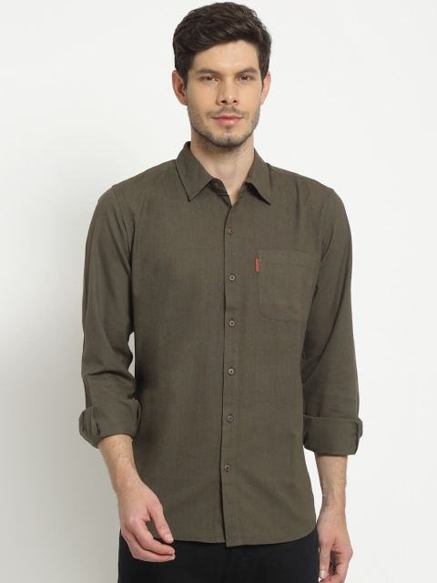 

Ekmatra Men Olive Green Opaque Casual Shirt