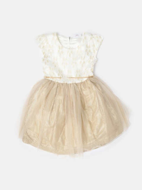 

Peppermint Girls Off-White & Beige Fit & Flare Dress