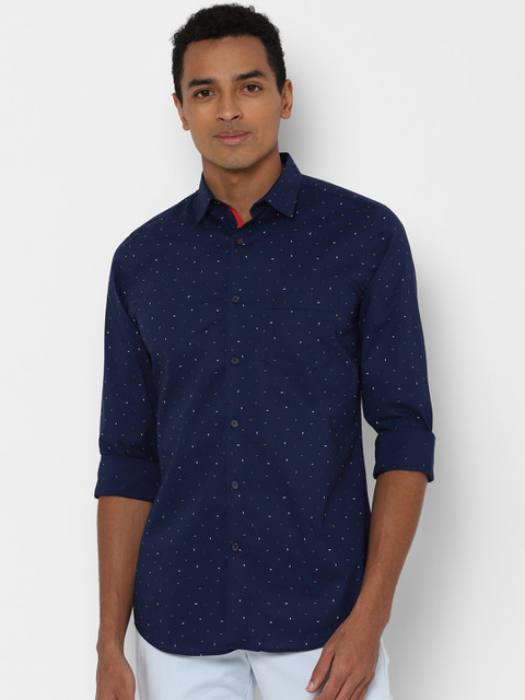 

Allen Solly Men Navy Blue Slim Fit Opaque Printed Casual Shirt