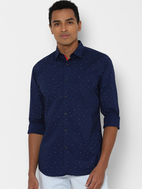 

Allen Solly Men Navy Blue Slim Fit Opaque Printed Casual Shirt