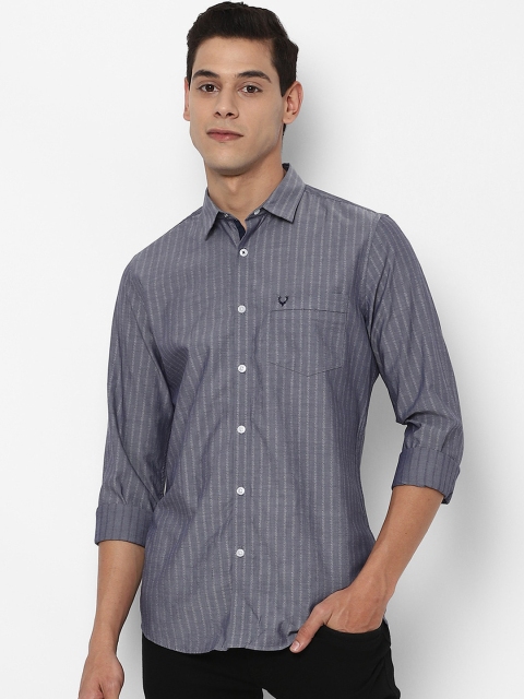 

Allen Solly Men Grey Slim Fit Opaque Striped Casual Shirt