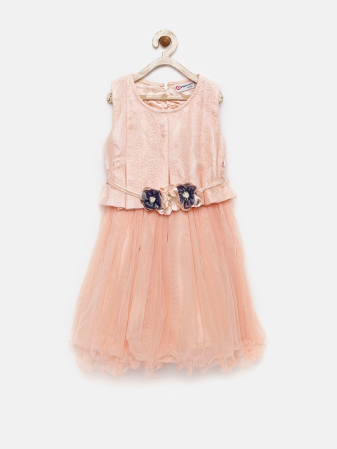 

Peppermint Girls Peach-Coloured Lace Fit and Flare Dress