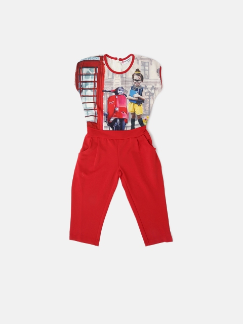 

Peppermint Girls Red Printed Jumpsuit