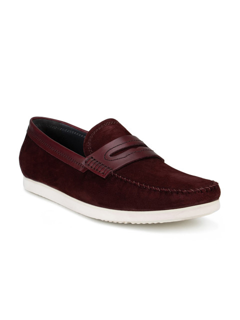 

ROSSO BRUNELLO Men Burgundy Suede Loafers
