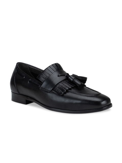 

ROSSO BRUNELLO Men Black Solid Leather Formal Loafers