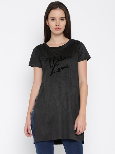 

ELLE Charcoal Grey Printed Top