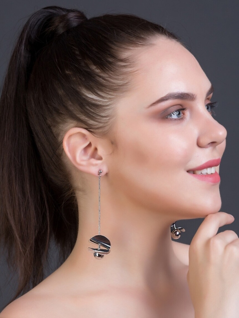 

Bellofox Silver-Toned & Silver-Plated Contemporary Drop Earrings