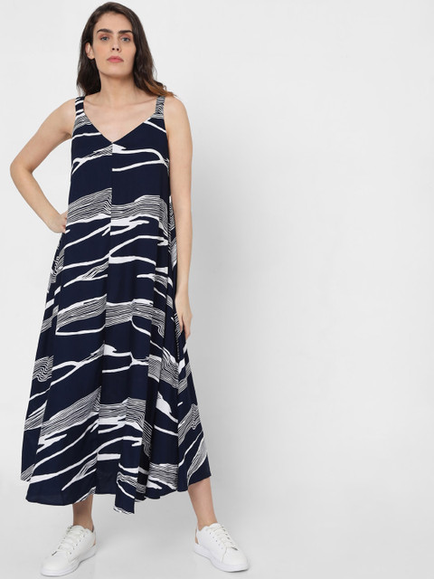 

Vero Moda Women Navy Blue & White Maxi Dress