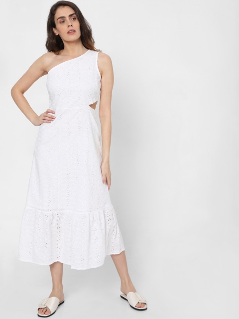 

Vero Moda Women Self-Design White One Shoulder Midi Dress