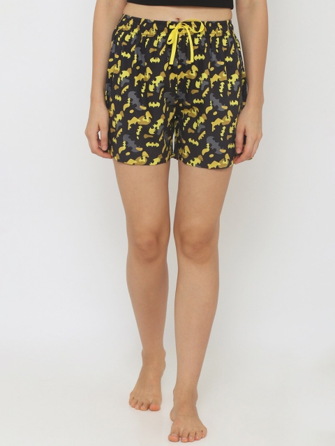 

Smugglerz Women Yellow & Multicoloured Printed Lounge Shorts