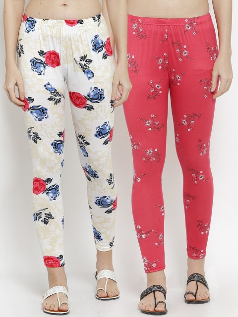 

KLOTTHE Women Pack Of 2 Printed Ankle-Length Leggings, Red