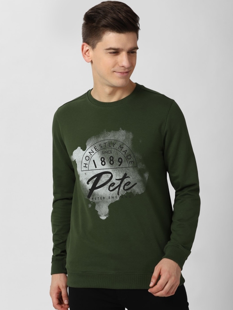 

Peter England Casuals Men Green Printed Sweatshirt