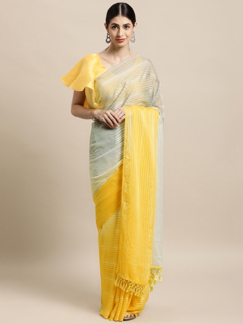 

Tikhi Imli Yellow & Grey Jari Saree