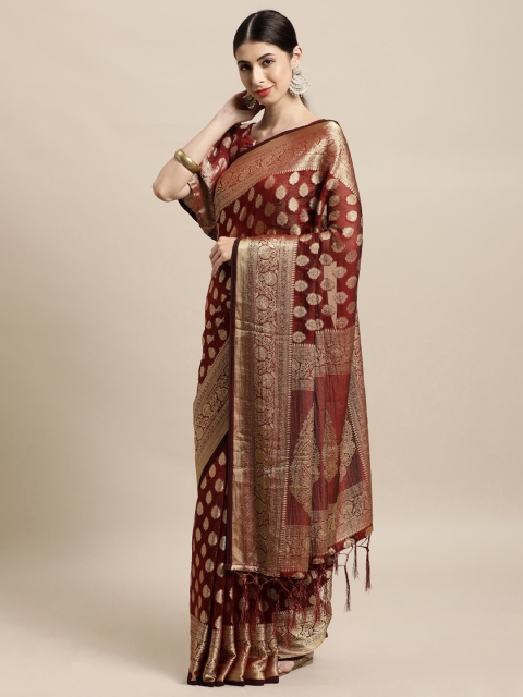 

Tikhi Imli Maroon Woven Design Saree
