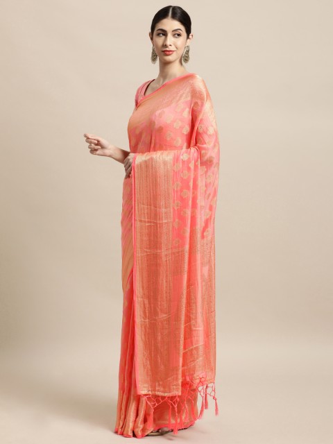 

Tikhi Imli Pink Woven Design Saree