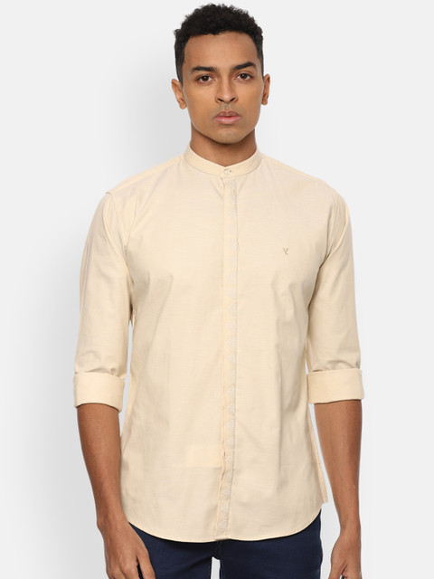 

V Dot Men Beige Slim Fit Opaque Casual Shirt