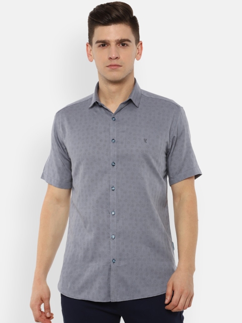 

V Dot Men Grey Slim Fit Opaque Casual Shirt