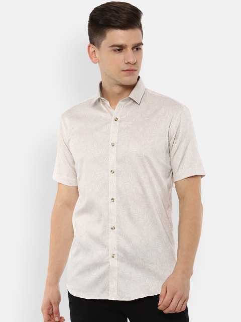 

V Dot Men Beige Slim Fit Opaque Printed Casual Shirt