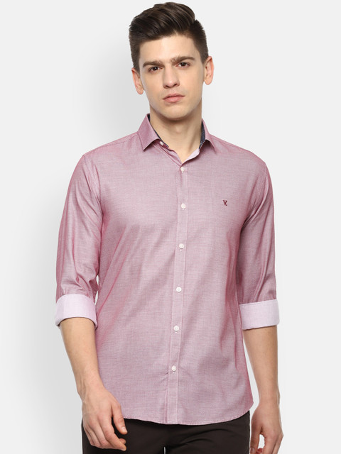 

V Dot Men Pink Slim Fit Opaque Casual Shirt