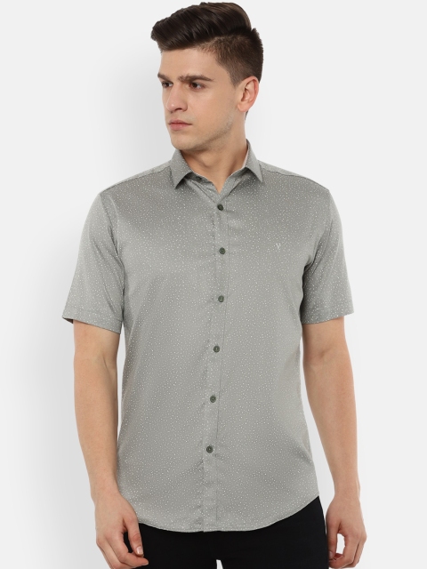 

V Dot Men Grey Slim Fit Opaque Printed Casual Shirt