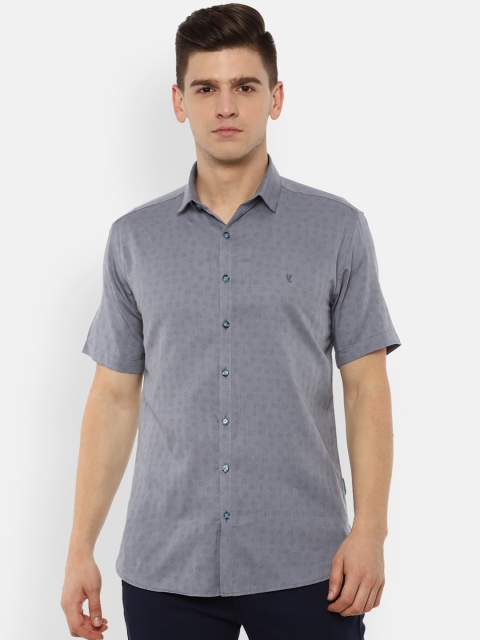 

V Dot Men Grey Slim Fit Opaque Casual Shirt