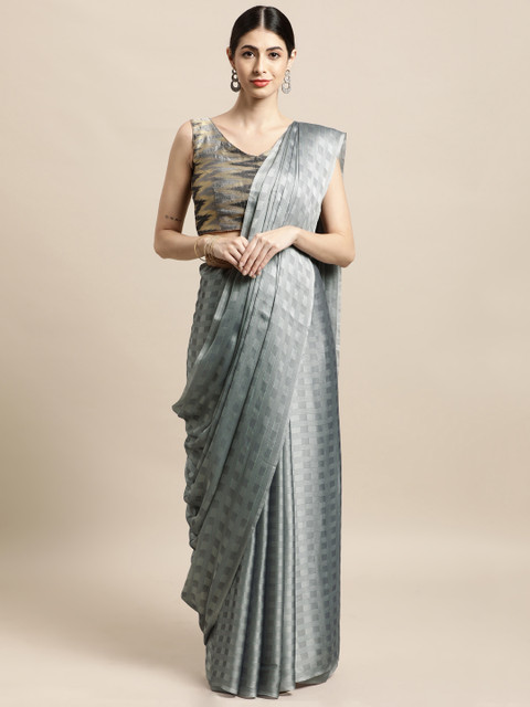 

Tikhi Imli Grey Checked Saree