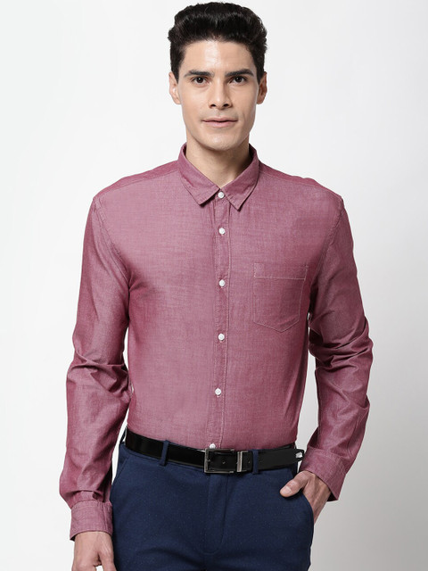 

Ruggers Men Maroon Opaque Casual Shirt