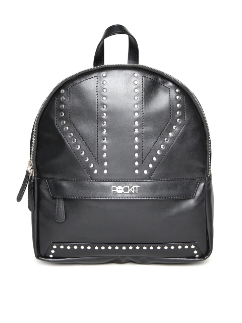 

POCKIT Women Black Studded Backpack