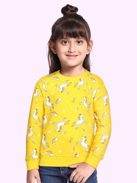

Miss & Chief Girls Yellow Printed Pure Cotton Sweatshirt