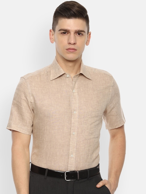 

Louis Philippe Men Beige Linen Regular Fit Formal Shirt