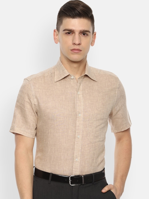 

Louis Philippe Men Beige Linen Opaque Formal Shirt