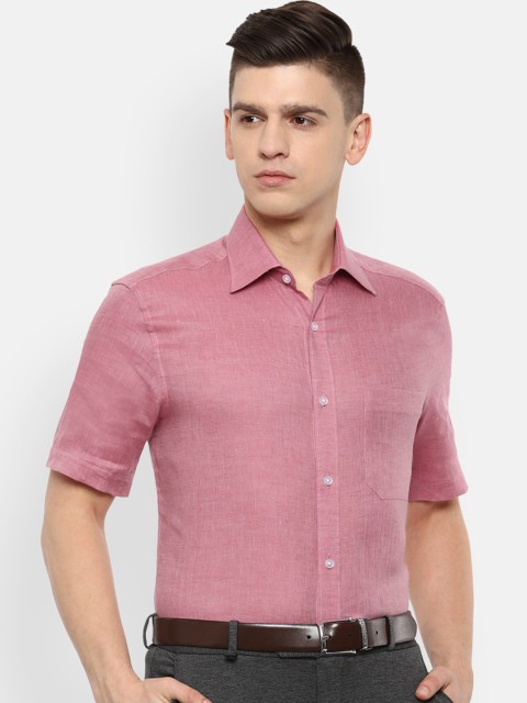 

Louis Philippe Men Pink Linen Opaque Formal Shirt