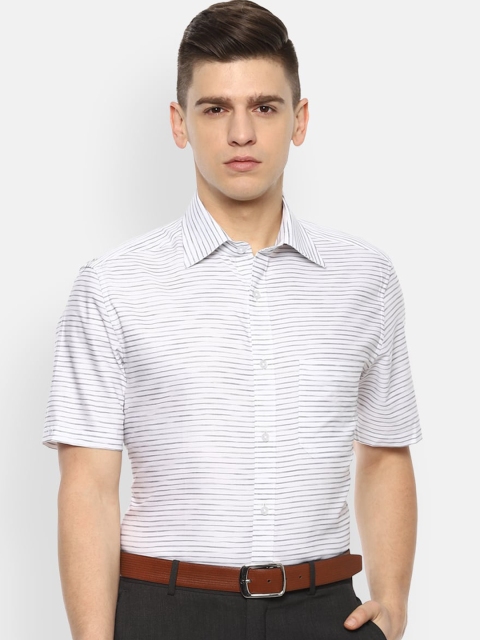 

Louis Philippe Men White Opaque Striped Formal Shirt