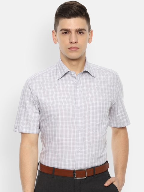 

Louis Philippe Men Grey Opaque Checked Formal Shirt