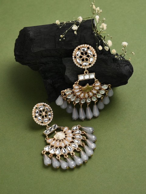 

Accessorize London Women Faceted Beads Chandbali Earrings, Grey