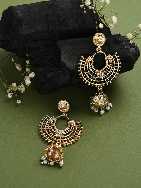 

Accessorize Gold-Toned Filigree Crescent Shaped Jhumkas