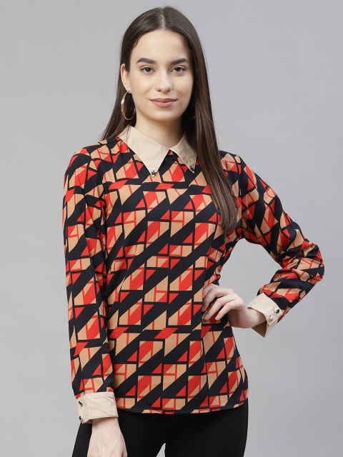

RIVI Multicoloured Peter Pan Collar Crepe Shirt Style Top, Multi