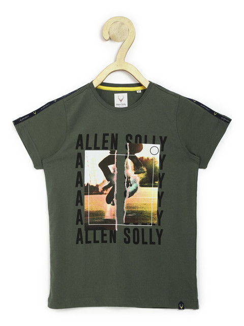 

Allen Solly Junior Boys Olive Green Printed T-shirt