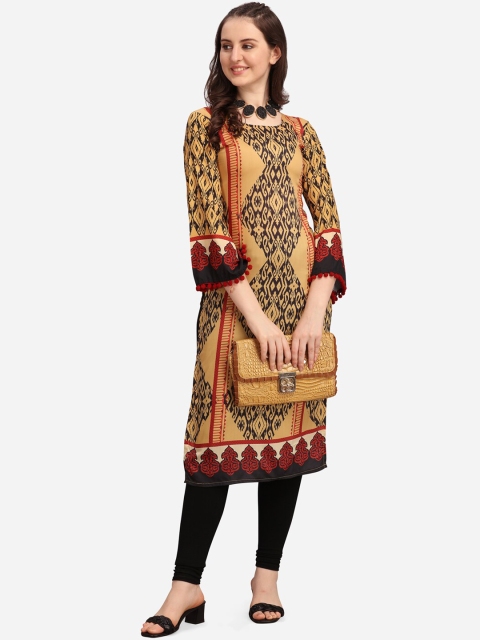 

Tikhi Imli Women Mustard Yellow Ethnic Motifs Printed Flared Sleeves Kurta