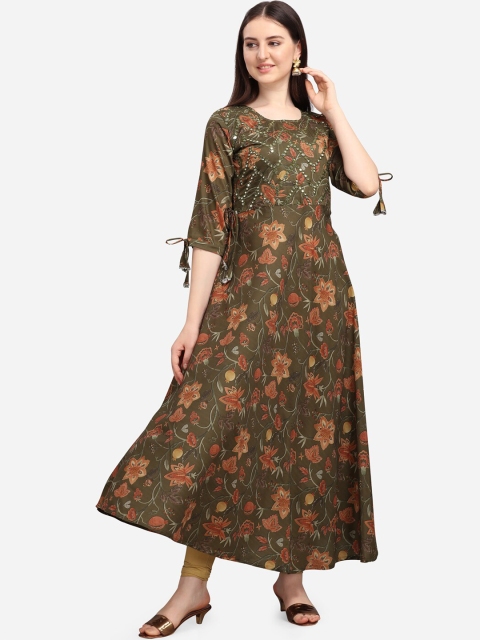 

Tikhi Imli Women Green Floral Printed Anarkali Kurta