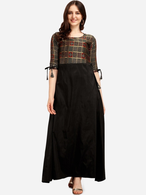 

Tikhi Imli Women Black Yoke Design Banarsi Weave Anarkali