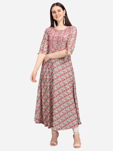

Tikhi Imli Women Pink Ethnic Motifs Printed Thread Work Kurta