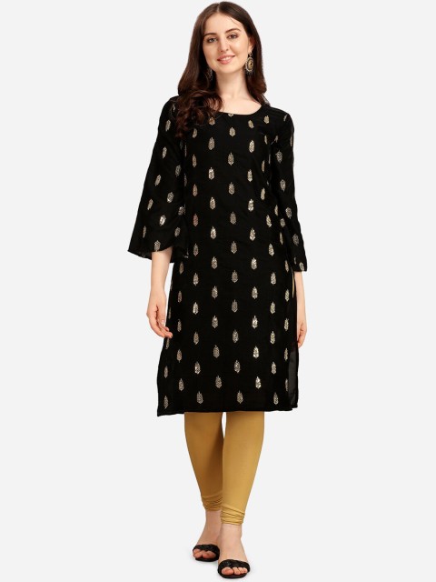 

Tikhi Imli Women Black Embellished Flared Sleeves Velvet Kurta