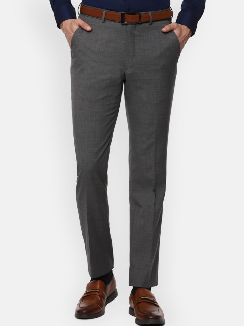 

Luxure by Louis Philippe Men Grey Textured Slim Fit Formal Trousers