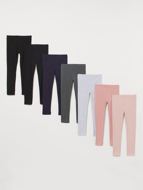 

H&M Girls 7 Pack Jersey Leggings, Black