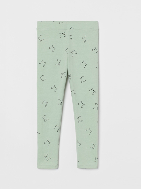 

H&M Girls Green Printed Leggings