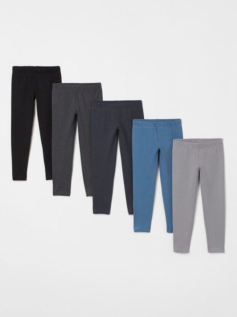 

H&M Boys 5 Pack Cotton Leggings, Black
