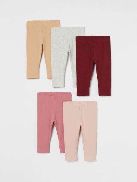 

H&M Girls 5 Pack Jersey Leggings, Pink