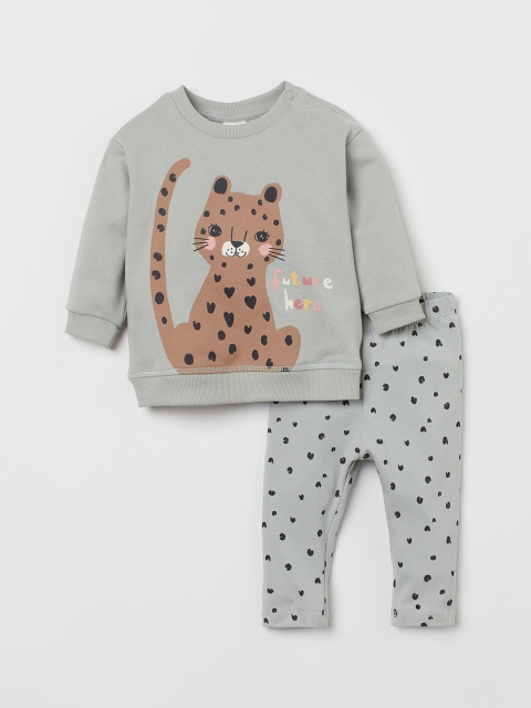 

H&M Girls Grey 2 Piece Printed Set