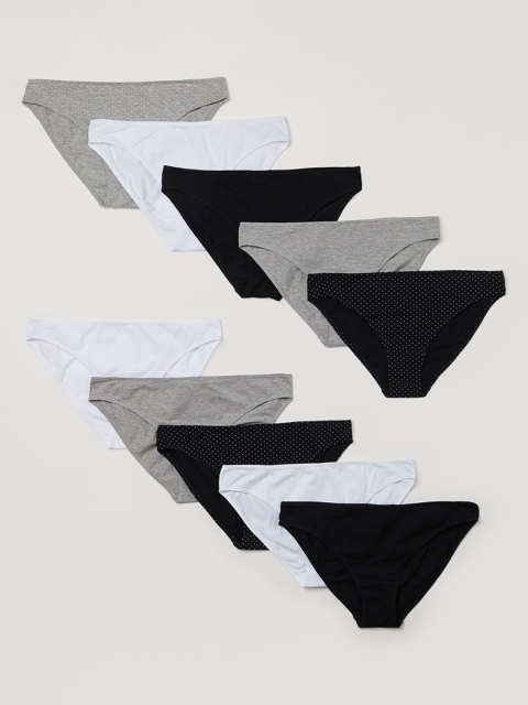 

H&M Women 10 Pack Cotton Bikini Briefs 0980490003, White